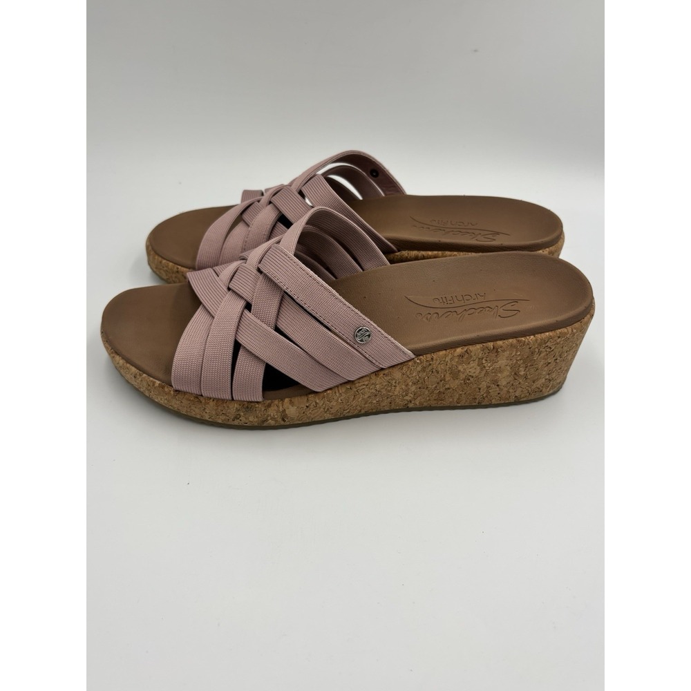Skechers Sandals Arch Fit Beverlee Love Stays Women 9 Mauve Pink Stretch Wedge - Picture 3 of 8